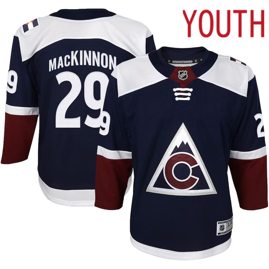 Youth Colorado Avalanche #29 Nathan MacKinnon Navy Alternate Premier Player NHL Jersey